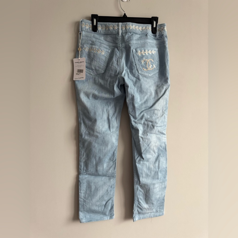 Chanel La Riviera Collection CC Logo Runway Embroidered Light Wash Cotton Jeans - Picture 3 of 11